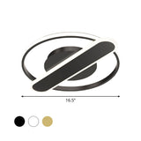 Modern Acrylic Led Ceiling Lamp - Black/White/Gold Flush Mount 16.5/20.5 Width