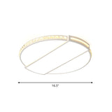 Modernist White Led Ceiling Lighting For Bedroom - Faceted Cut Crystal Disc Flush Mount