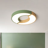 Grey/Green-Wood Double Arch Flushmount Nordic Iron Led Ceiling Mounted Light - 16.5/20.5 Diameter
