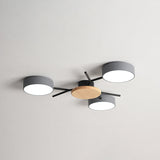 Nordic Grey-Wood Led Ceiling Lamp For Bedroom - 25.5/31 Width