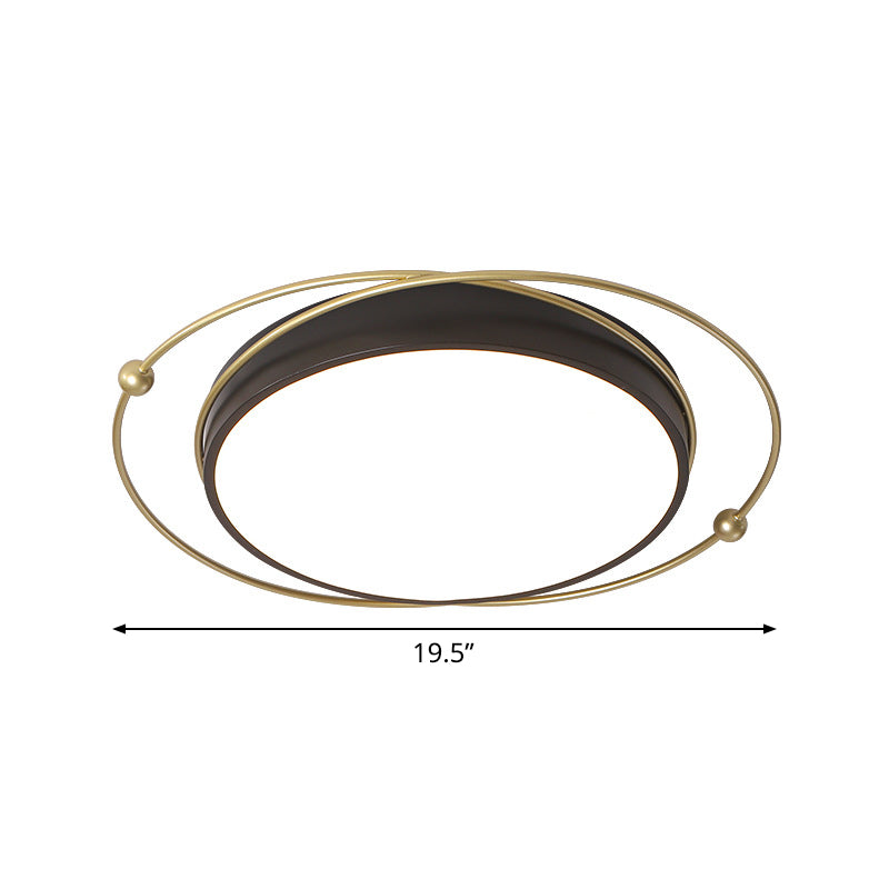 Modern Orbital Metal Flush Mount Led Ceiling Light In Black-Gold Warm/White - 16/19.5 Wide
