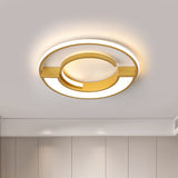 Contemporary Gold Aluminum Ceiling Lamp - Led Flushmount Lighting In Warm/White Light (16.5 Or 20.5