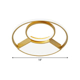 Modern Geometric Acrylic Flush Mount Led Ceiling Light Gold Finish In Warm/White 18/22 Width