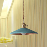 Rustic 1-Light Saucer Shade Hanging Pendant Lamp In Blue/Red/Silver For Dining Room With Stranded