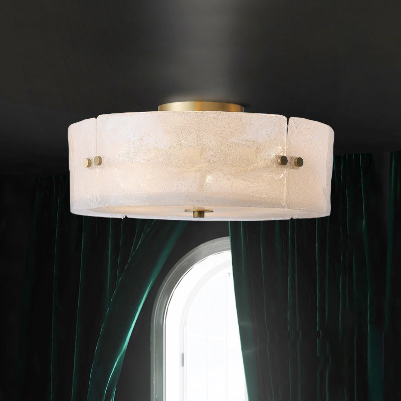 Mid Century White Glass Flush Mount Ceiling Light With 4-Bulb Circle Design