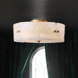 Mid Century White Glass Flush Mount Ceiling Light With 4-Bulb Circle Design