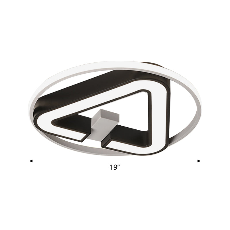 Minimalist Black Triangle Led Flush Light With Halo Ring For Close To Ceiling - 19/22 Wide