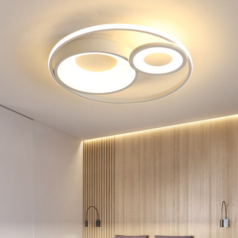 Metallic Nordic Led Flush Mount Ceiling Light - 3 Circles 16/19.5 Wide Warm/White (Black/White)
