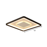 Minimalist 2-Layer Black Acrylic Flush Light Fixture - 16/19.5 Inch Square Led Ceiling Mount Lamp In