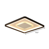 Minimalist 2-Layer Black Acrylic Flush Light Fixture - 16/19.5 Inch Square Led Ceiling Mount Lamp In