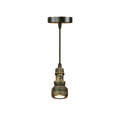 Aged Brass Water Pipe Mini Pendant Lamp - Antique Style 1-Light Wrought Iron Fixture