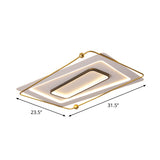 Modern White-Gold Layered Rectangular Flushmount Led Ceiling Light Warm/White Glow