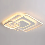 W Hotel Led Flush Mount Light - Modern White Ceiling Lamp Stacking Square Acrylic Frame Warm/White