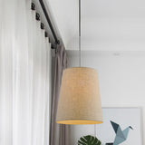 Flaxen Fabric Drop Pendant Light: Minimalist Tapered Design With 1-Light And Shade