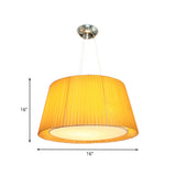 Modern Dual Frustum Hanging Light Fixture Yellow Fabric Pendant Ceiling