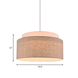 Modern Flaxen Double Circular Chandelier Light - 5-Bulb Hand-Woven Fabric Drop Lamp For Hotels