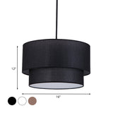 Modern Duel-Tone Drum Shade Ceiling Lamp For Dinette - White/Flaxen/Black