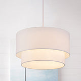 Modern Duel-Tone Drum Shade Ceiling Lamp For Dinette - White/Flaxen/Black White