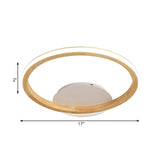 Simplicity Loop Wood Flush Led Ceiling Mount Light Fixture With Out Glow Design - 13/17 Dia