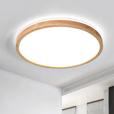 Nordic Led Wood Circle Ceiling Lamp With Acrylic Shade - Flush Mount Recessed Lighting Warm/White