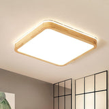 16/19.5 Inch Nordic Beige Led Flush Mount Ceiling Light With Acrylic Diffuser Wood / 16