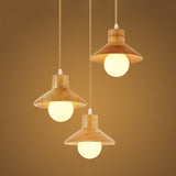 Nordic Flare Pendant Light - Beige Natural Wood Finish (3 Bulbs) Ideal For Dining Table