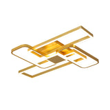 Gold Crisscrossed Rectangle Flush Light Acrylic Led Ceiling Lamp - Modernist Design 20.5/34 Wide