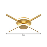 Minimalist Ray Flushmount Metallic Led Ceiling Lamp For Hotels - Warm/White Light 19.5/24.5 Wide