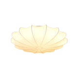 Contemporary White Flush Ceiling Light - Elegant Fabric Mount For Hallway