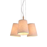 Nordic 3-Light Flaxen Cluster Pendant With Barrel Shaped Fabric Shade - Ideal For Dining Room