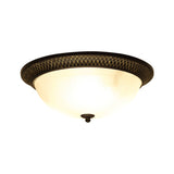 Opaline Glass Brass Flush Mount Led Ceiling Light For Hallway - Classic & Stylish 12.5/15 W