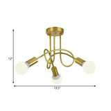 Colonial Sputnik Semi Flush Mount Ceiling Light In Gold With Opal Glass Shade - 3/4/5-Light Metal