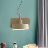 Minimalist Shallow Bowl Hanging Light With 1 Bulb - Red/Grey/Yellow Yellow