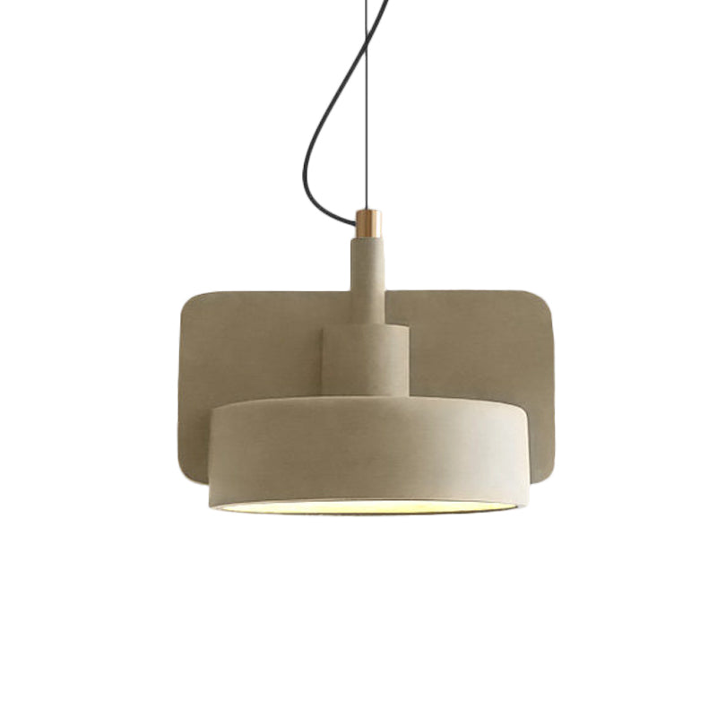 Minimalist Shallow Bowl Hanging Light With 1 Bulb - Red/Grey/Yellow