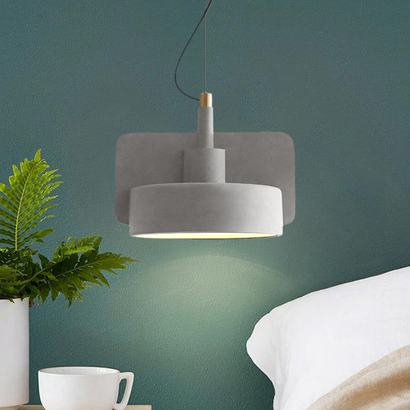 Minimalist Shallow Bowl Hanging Light With 1 Bulb - Red/Grey/Yellow Grey