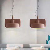 Minimalist Shallow Bowl Hanging Light With 1 Bulb - Red/Grey/Yellow