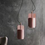 1-Light Cement Drop Pendant Factory Multi-Color Half-Cylinder Ceiling Lamp Red