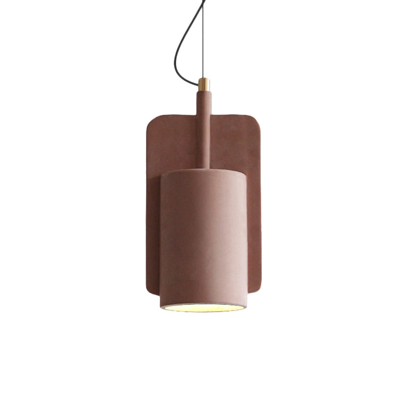 1-Light Cement Drop Pendant Factory Multi-Color Half-Cylinder Ceiling Lamp