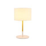 Countryside Fabric Drum Shade Nightstand Lamp With Metal Base - Black/White White