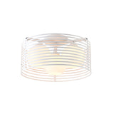 Contemporary Milk Glass Dome Flushmount: 3-Head Flush Mount Ceiling Light With Black/White Drum Cage