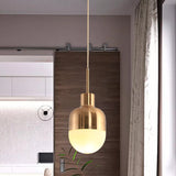 Frosted Glass Capsule Pendulum Light - 1-Light Gold Finish Hanging Pendant For Simple Stylish