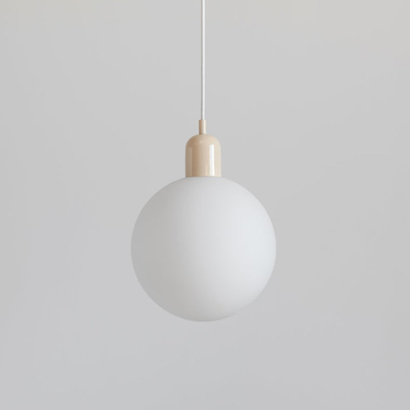 Sleek Opal Glass Drop Pendant Ceiling Light With Red/White/Green Cap