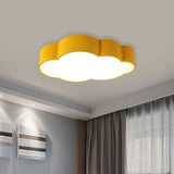 Contemporary Led Cloud Iron Flush Ceiling Light For Kids Bedroom - Yellow/Blue 20.5/24.5 Long