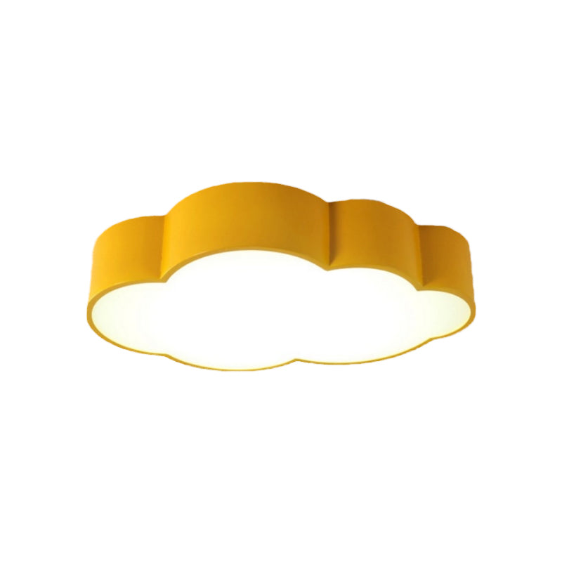 Contemporary Led Cloud Iron Flush Ceiling Light For Kids Bedroom - Yellow/Blue 20.5’/24.5’ Long