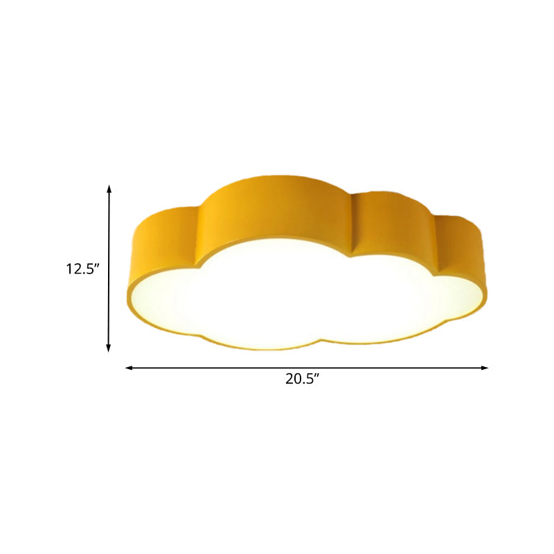 Contemporary Led Cloud Iron Flush Ceiling Light For Kids Bedroom - Yellow/Blue 20.5/24.5 Long