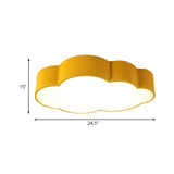 Contemporary Led Cloud Iron Flush Ceiling Light For Kids Bedroom - Yellow/Blue 20.5/24.5 Long
