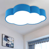 Contemporary Led Cloud Iron Flush Ceiling Light For Kids Bedroom - Yellow/Blue 20.5/24.5 Long