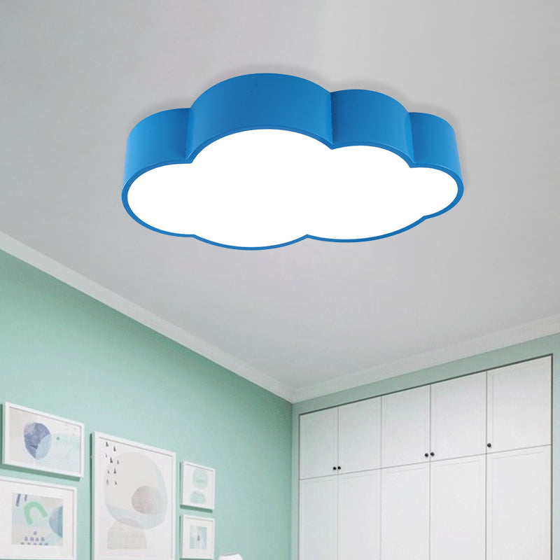 Contemporary Led Cloud Iron Flush Ceiling Light For Kids Bedroom - Yellow/Blue 20.5/24.5 Long Blue /