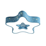 Led Nursery Ceiling Flush Light - Macaroon Pentagram Design In White/Pink/Blue