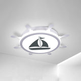 Mediterranean Acrylic Led Bedroom Flushmount With Sailboat Pattern | Rudder Flush-Mount Light